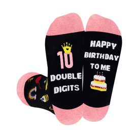 VROCUSE 10th Birthday Gifts Ideas for Girls - Double Digits Birthday Socks for 10 Year Old Tween Girls