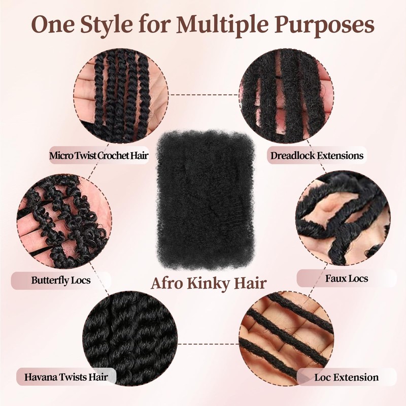 XIIMENALU Afro Kinky Curly Braiding Bulk Hair For Mini Twists