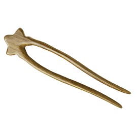 Mikinona Chic u Shape Hair Stick Handmade from Wood Star Decorated Hairpins for Bun and Chignon