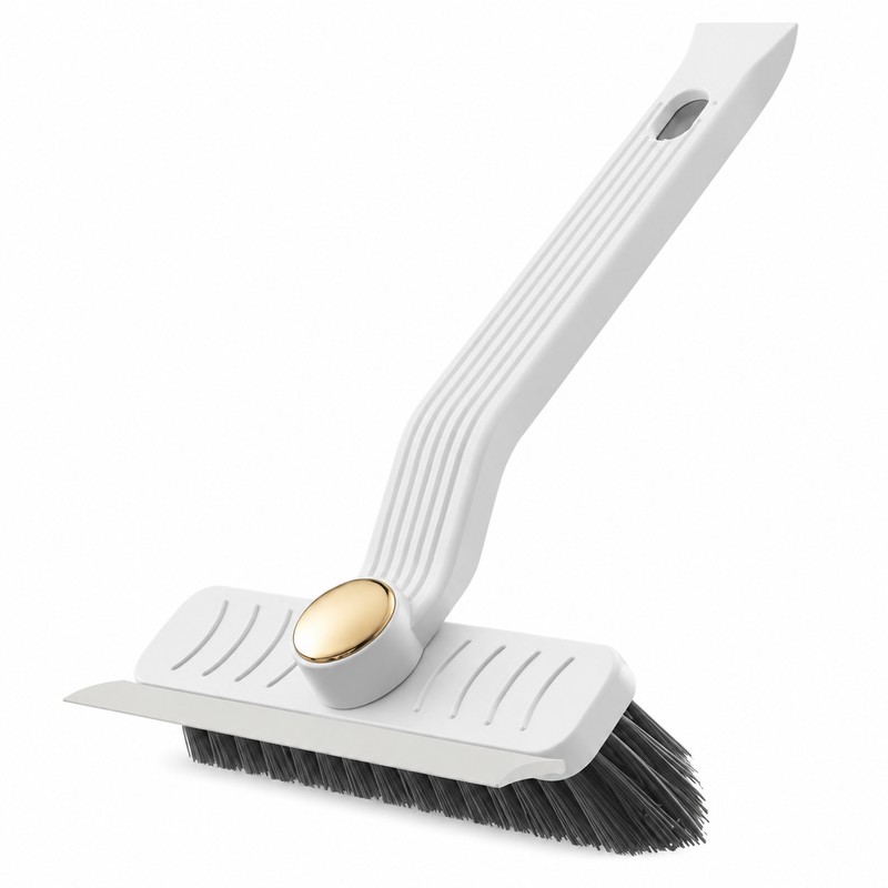 360° Rotating Grout Cleaning Brush with Scraper – Hard Bristle