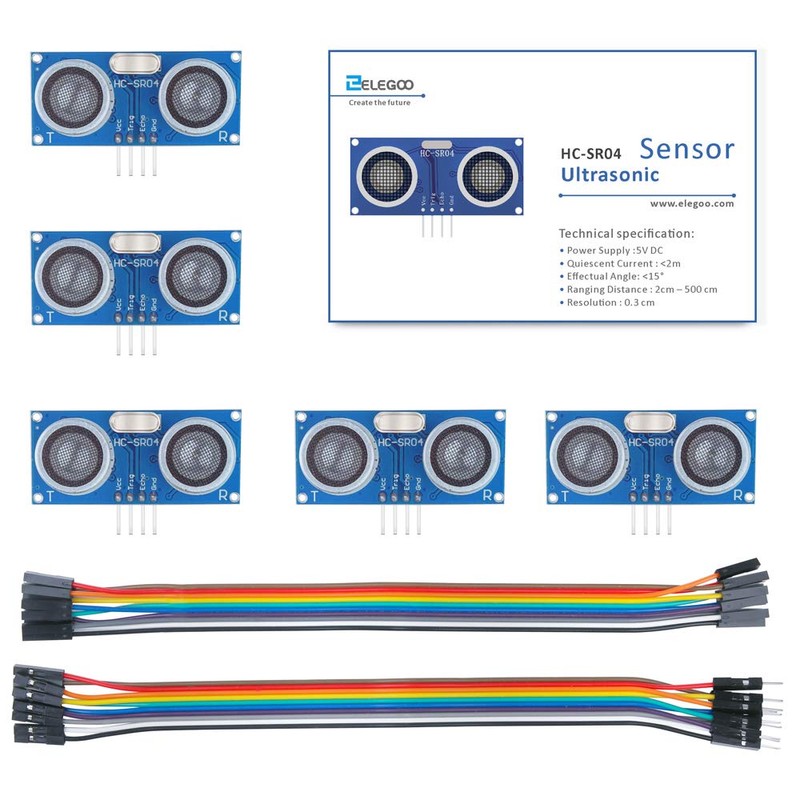 ELEGOO - Pack of 5 HC-SR04 Ultrasonic Sensor Distance Sensor