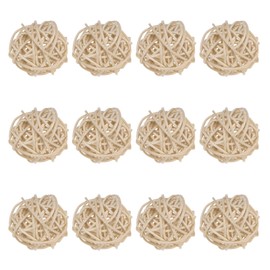 M METERXITY 12-Pack Wicker Rattan Balls 40mm/1.6 Inch Decorative Rattan Balls Orbs Vase Fillers Bowl Fillers for Christmas/Weddings/Thanksgiving/DIY Crafts/Home Decor [Natural Color]