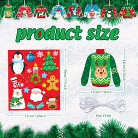 24 Pieces Make Your Own Christmas Sweater Ornaments with 16 Pieces Christmas Stickers DIY Hanging Sweaters Ugly Sweater Ornaments for Party Christmas Tree Decor Favors, 6 x 5.5 Inches