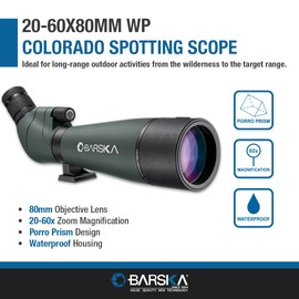 Barska AD12756 Colorado 20-60x80 Waterproof Spotting Scope for Birding and Target Shooting, Green