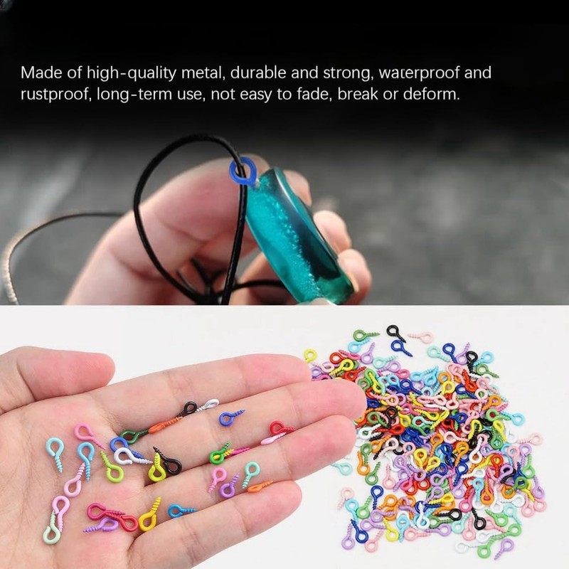 Zopseet 300 Pcs Colorful Mini Screw Eye Pins Kit Small