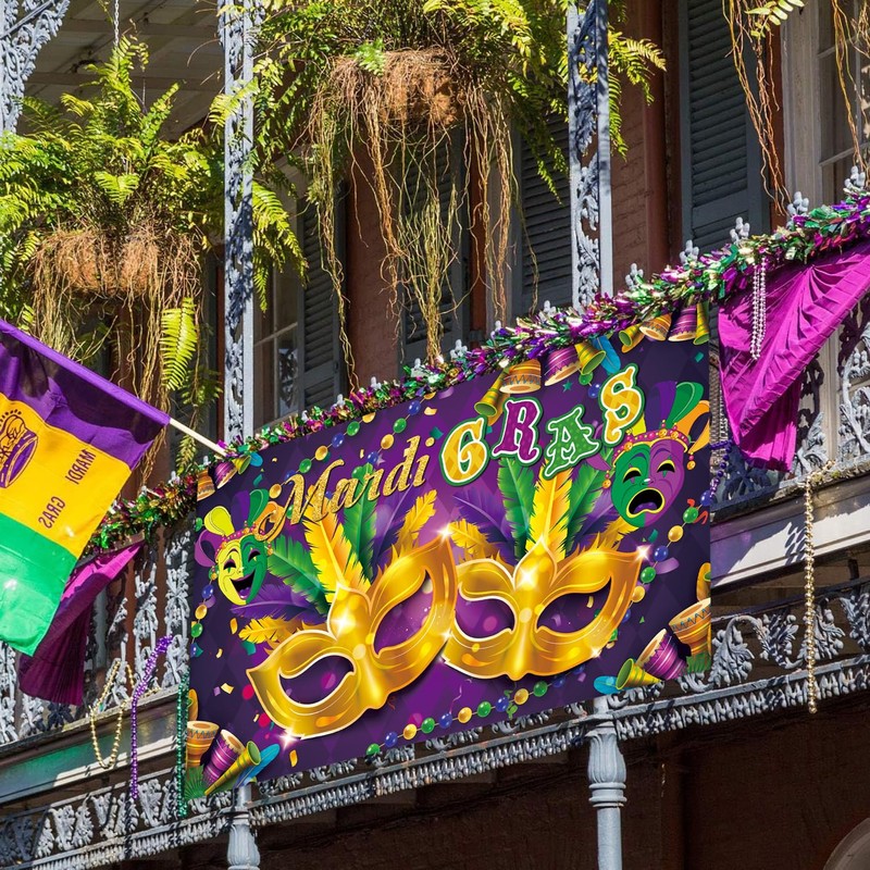 Mardi Gras Decorations, Mardi Gras Backdrop, Mardi Gras Banner, New
