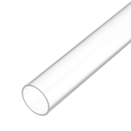 Rebower Plastic Pipe Rigid Polycarbonate Round Tube Clear, [for Lighting, Models, Water Plumbing] - 0.9x1(22x25mm), 10"(250mm) Length/Transparent / 1 Pcs
