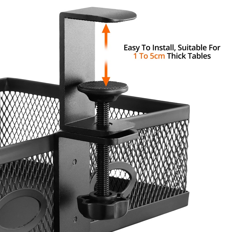 QWORK® Under Desk Storage Under Desk Organizer 360° Rotating Clamp