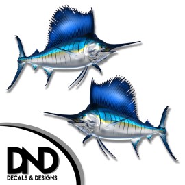 Sailfish - Fish Decal Fishing Hunting Tackle Box Bumper Sticker "5in Set" F630 &