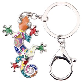 BONSNY Enamel Metal Gecko Lizard Key Chains Rings Gift For Women Girl Car Purse bag Rings Charms (Multicolor)