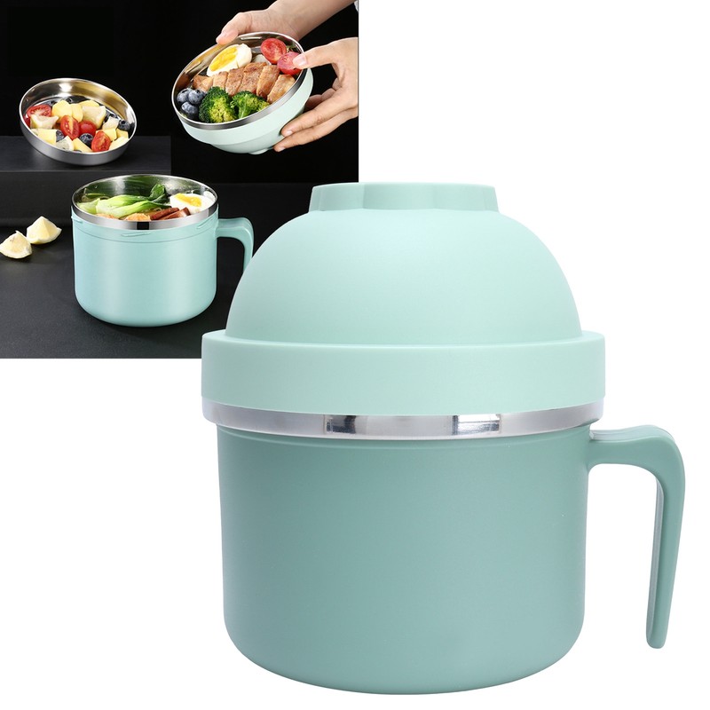 Portable Lunch Box Double Layer Thermal Noodle Bowl with Handle