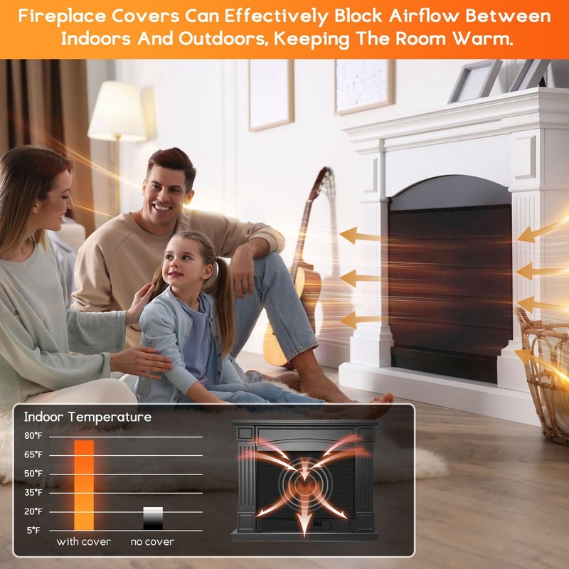 Rumlick Oxford Cloth Magnetic Fireplace Cover - 39" x 32",