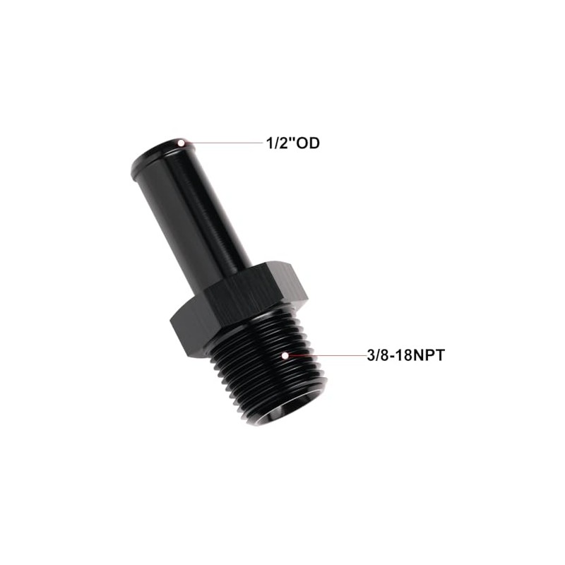 Podavelle 3/8 NPT Male to 1/2" Hose Barb Fitting Adapter