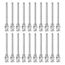 HARFINGTON 20pcs 12Gauge Stainless Steel Dispensing Needles, 1-1/2" All Metal Glue Needle Tube Blunt Tips Luer Lock for Thick Liquids, Ink, Glue, Lab Use