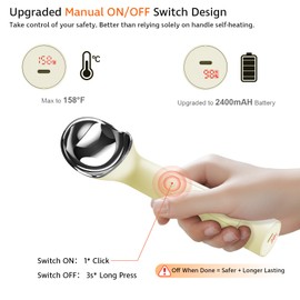 Heated Ice Cream Scoop with On/Off Switch(Latest Gen 3.0): Rechargeable Electric Icecream Scooper with Holder,2025 Kitchen Gadgets for Hard Ice Cream, Waterproof IP67,Max to 158℉