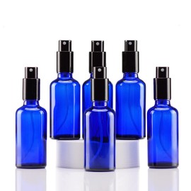 Yizhao Blue Glass Spray Bottles 2oz, with Small Fine Mist Spray, Metal Cap, Refillable for Essential Oil,Travel,Cleaning,Perfume,Aromatherapy,Makeup – 6 Pcs