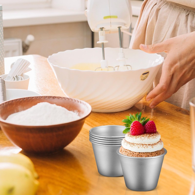 ABOOFAN 8 Pcs Pudding Molds Aluminum Baking Cups Cupcake Mould