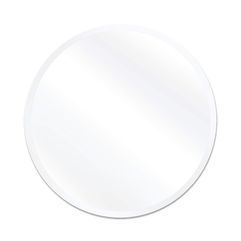 USHOWER 24" Round Frameless Wall Mirror with Beveled Edge -