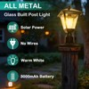 Jalarox Solar Post Lamp Lights, Metal and Glass Built Dusk