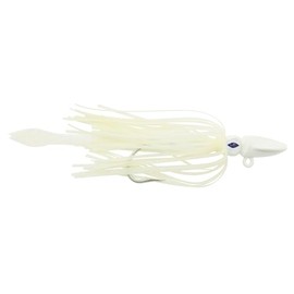 No Alibi, Alien Jig - Squid Head, 2.5 oz / 70.9 g, Glow Pearl White Head, Fluorescent White Skirt and Squid Paws, 8.5 in / 21.6 cm