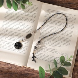 Crystal Moon Beaded Bookmark - Glass Seed Beads Fantasy Bookmark Gift for Women & Men, Black Chain Bookish Accessory for Readers and Book Lovers Students Teacher