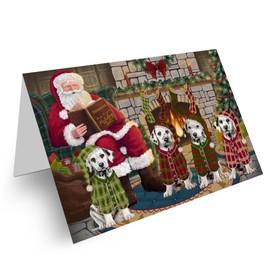 Christmas Dog By The Fire Dalmatian Dog Greeting Cards - Adorable Pets Invitation Cards with Envelopes - Pet Artwork Christmas Greeting Cards (50 Greeting Card)