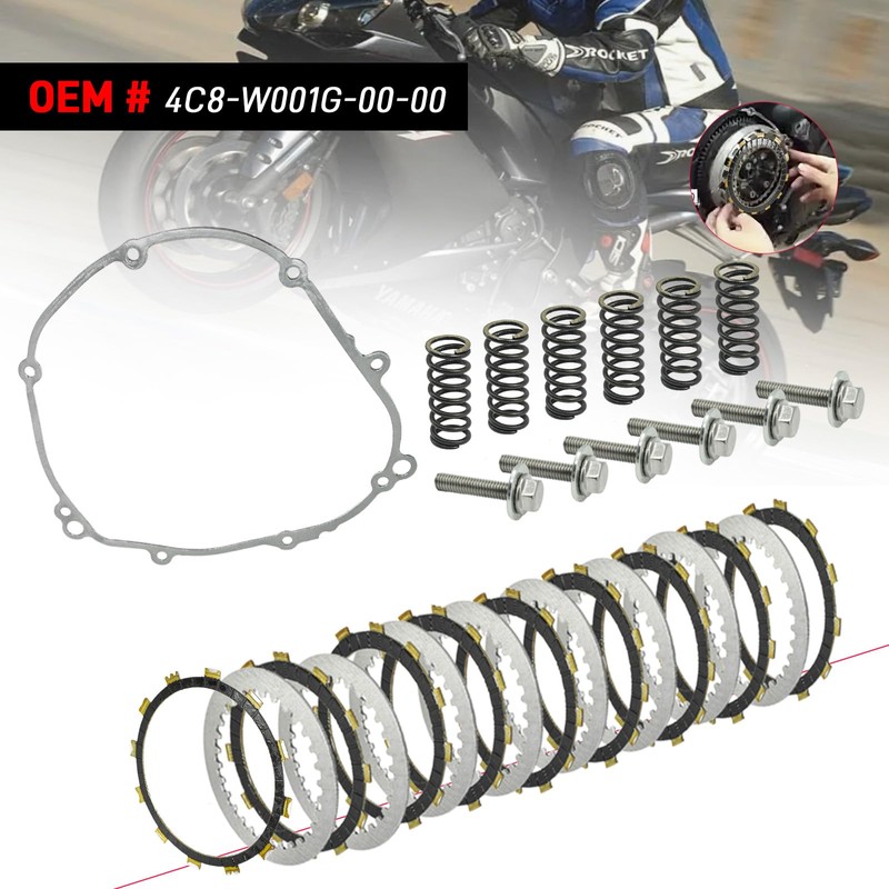 Clutch Kit & Friction Steel Plates Cover Gasket Compatible with