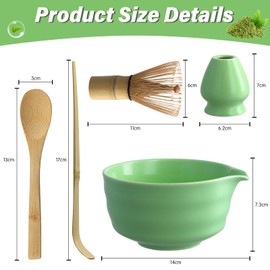 Matcha Whisk Set Japanese Matcha Tea Set Handmade Matcha Making Kit Ceramic Matcha Bowl Matcha Whisk(Chasen) Scoop(Chashaku) Whisk Holder Matcha Long Handle Tea Strainer for Tea Lovers (5 Pcs)