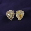 Men's Earrings Lion Head Studs, 14K Yellow Gold Over Sterling