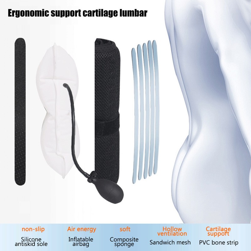 Portable Inflatable Lumbar Support Cushion Ergonomic Back Support Pillow for