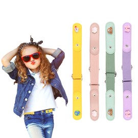 Pack of 4 Children's Adjustable Children's Elastic Belts, No Buckle Belt, Belt Without Buckle, Elastic, Stretch Belt, Children Buckle-Free, Adjustable Belts Children for 3-12 Years, Purple, green,