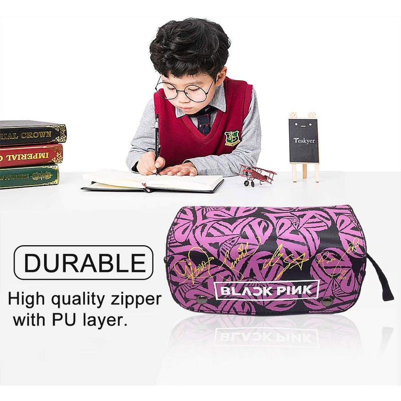 IOSCDH Blackpink Pencil Case Portable with Zip, Large Capacity Pencil