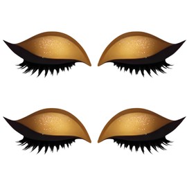 2Set Lazy Eye Shadow Eyelash Patch,2-in-1 Reusable Eye Makeup Stickers with False Lashes & Shadow,3D Reusable Sticker Eyeshadow,Eyeshadow Tape,Colorful Eyeshadow and Lash Stickers,Eyelid Tape,Gold