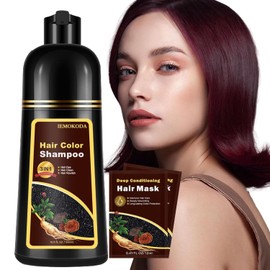 Champú para teñir el cabello en color burdeos oscuro natural: 3 en 1, nutritivo y colorante para todo tipo de cabello, Deep Wine Co