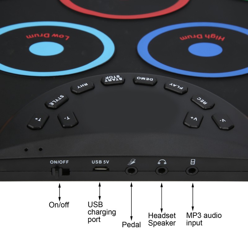 Electronic Drum Pad Portable Colored Hand Rolled Adult Beginner Percussion