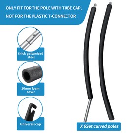 MSSVIGING 6 Sets Trampoline Curved Poles with Plastic Tube Cap, Foam Tubes Padding, Mounting Hardware, 10-16FT(10',12',14',15',16') Pumpkin Trampoline Bent Pole Replacement Parts