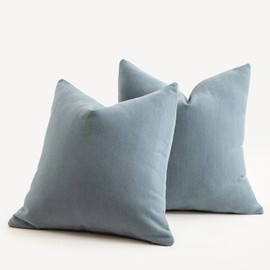 Mandioo Pack of 2 Chenille Throw Pillow Covers Elegant Design Soft and Luxurious Decorative Cushion Covers Pillowcase Couch Sofa Bedroom Living Room Decor 16x16 Inch 40x40cm Blue