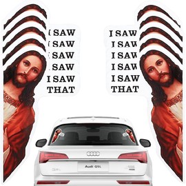 Paquete de 10 calcomanías de Jesús para coche, pegatinas de vinilo divertidas de Jesus I Saw That de 5.9 pulgadas, calcomanías impermeables para parachoques de Pascua, Navidad, decoración para camión, SUV, refrigerador, buzón de correo, portátil con 2 la