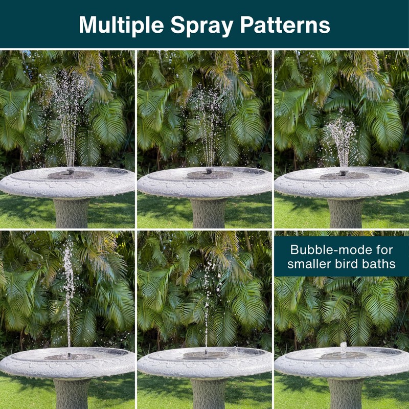 AUSTRAM Solar Fountain for Bird Bath 3W with 6 Spray
