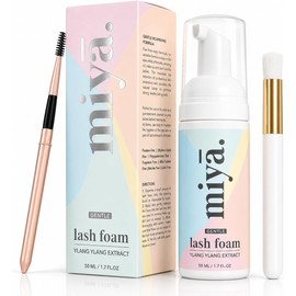 MIYA LASH- Limpiador de extensiones de pestañas + cepillo y varita para rímel de oro rosa Limpiador de párpados Baño de pestañas Sin parabenos