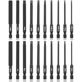 NAUIX 20 Piece Hex Head Allen Wrench Drill Bit Set, 1/4 Inch Shank Metric and SAE S2 Steel Hex Bit Set, Magnetic Tips 3 Inch Long