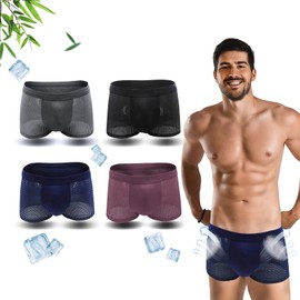Breathable Boxhero Bamboo Boxers Mens Bamboo Fibre Boxer Shorts Cooling Boxer Briefs (L, 4 Color)