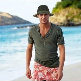 Initlove Mesh Fedora Hat for Men Short Brimmed Trilby Panama Hat Packable Green