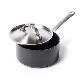 GreenPan Craft Noire 2.2 QT Saucepan with Lid, Non-Toxic PFAS-Free Hard Anodized Healthy Ceramic Nonstick, Induction Suitable, Dishwasher Safe, Black