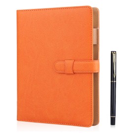 Minlna A5 Leather Notebook/Refillable Loose Leaf Business Notebook/Notepad,200 Thick Pages,Classic Lined with Pocket and Pen Holder,Can be Given as a Gift. (Yellow)