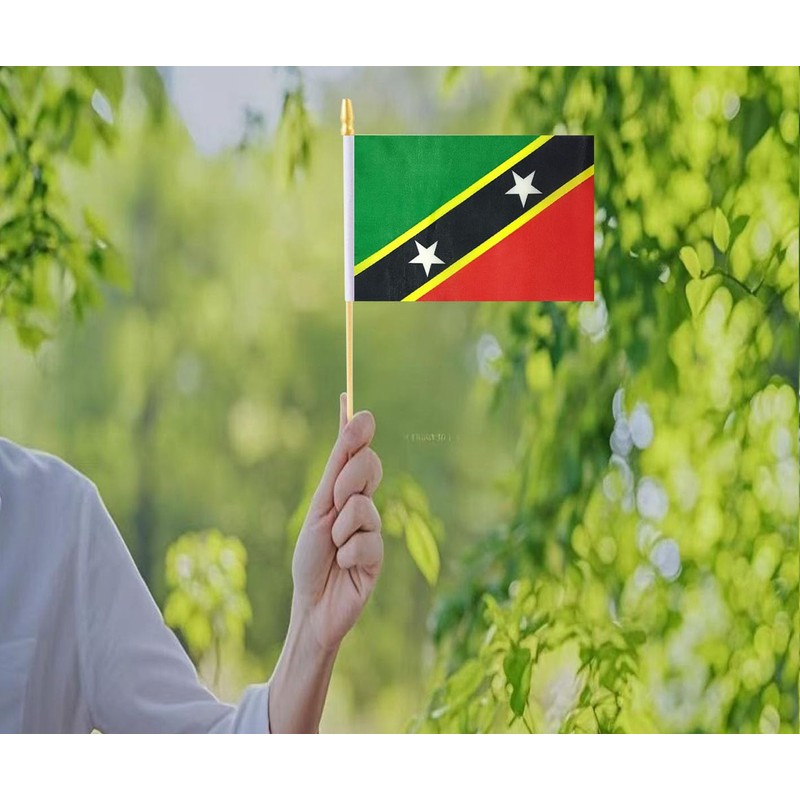 10 Pack Saint Kitts and Nevis Flags - KN Handheld
