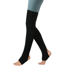 CHUNG Women's Over Knee Thigh High Warm Leg Warmers Stirrup Thermal 80s Long Socks Yoga Ballet Dance-Black