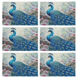 Dujiea Beautiful Peacock Set of 6 Placemat, Durable Placemats for Kitchen Table Washable Heat Stain Resistant Anti-Skid Table Mat for Dining Kitchen Restaurant Table, 12 X 18 Inch