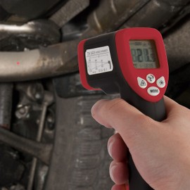 Testboy TV 323 Infrarot-Thermometer, Temperatur Messgerät (Data-Hold-Funktion, Auto-Power-Off, Min-/Maxwertanzeige, LCD mit Hintergrundbeleuchtung), Rot/Schwarz