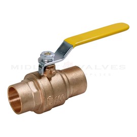 MIDLINE VALVE 822C334 Lead Free Full Port Forged Brass Ball Valve with Solder Cups, 1-1/2''